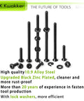 M2 Screw Kit 4mm To 40mm With Button Head And Flat Head Zinc Plated Screws, Includes 510 Nuts, 520 Washers, 520 Lock Washers