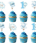 Blue Hot Air Balloon Cupcake Toppers 24 Pack With Four Pattern Set Double Sided Cardstock Fade Resistant Party Essentials