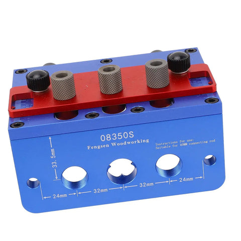 Straight Shooting Wood Dowel Drilling Guide 3 In 1 Jig Kit With 8mm 10mm 15mm Drill Bits Heavy Duty Aluminum Positioner for drilling aligned holes.