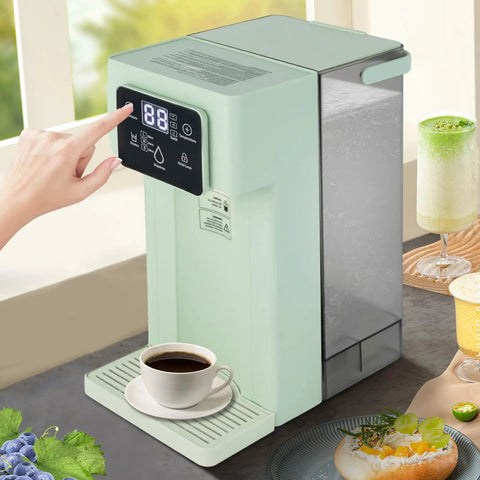 Instant Hot Water Dispenser With 1500W Heating 3L Large Tank Countertop Water Filter System Smart Touch Screen Child Lock Green Finish