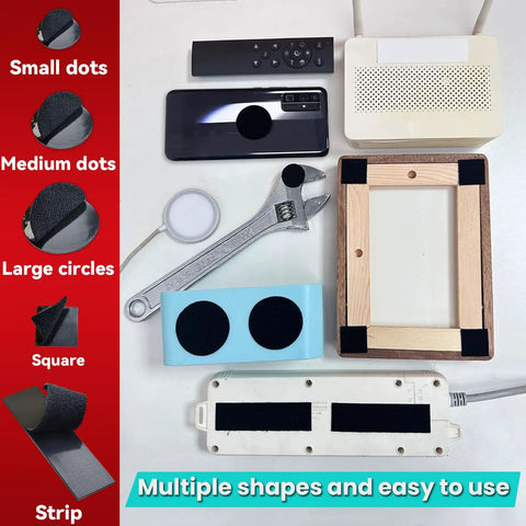 Heavy Duty Hook and Loop Strips With High Adhesive, 72 Sets Including Circles, Squares, and Strips, Strong Mounting Tape shown in use