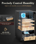 65L Electric Cigar Humidor with Big 500 Count Capacity, smart temperature and humidity control, showing Spanish cedar drawers and LED