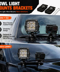 No Drill Clamp On Hood Mount LED Light Bar Brackets For A Pillar Ditch Lights Extensions with cameras on Ford F-150 and Toyota Camry