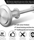 Round Ringed Cabinet Pulls 1.2 Inch Diameter Silver Finish 30 Pieces With Screws For Cabinets Drawers Doors And Dresser
