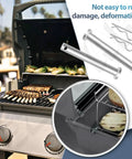 Top Shelf Grill Lid Hinge Replacement Kit Four Pack For Weber 88206 showing rust-resistant silver metal posts and grill setup.
