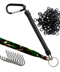 Wacky Rigging Bass Fishing Tool For Wacky And Neko Styles With Camo Finish includes O-rings, bonus hooks, and lanyard for easy access