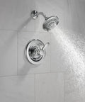 Classic Shower Faucet With Separate Temperature And Volume Controls, Single Handle Chrome Finish spraying water