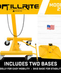 Hella Smooth Overhead Drill Press For Concrete With Seven Foot Reach Integrated Dust Extraction Scissor Lift Compatible Built To Reduce Fatigue No Hassle Install Made In Usa Masonry Drilling Rig with dolly and skid base.