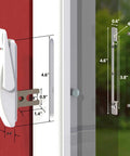 Heavy Duty Window Locking Handle Replacement White Smooth Glide Operation dimensions shown for secure sash lock upgrade.