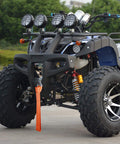ATV with Soft Loops Tie Down Straps 4 Pack 12,000 Lbs Max Strength 18 Inch By 1.7 Inch Heavy Duty Motorcycle Tie Downs in use