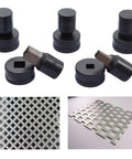 Square Die Punching Set for CH-70 Machine, Hydraulic Die Kit with Upper and Lower Dies, 17x17mm Slotting Punch, metal grids visible