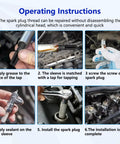 Installation steps for using 14mm Spark Plug Thread Repair Kit For Cylinder Heads M14 X 1.25 Rethread Tool with reamer and inserts.