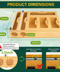Product dimensions of the Slick Bamboo Kitchen Drawer Organizer With Plastic Wrap Dispenser And Foil Cutter, 6 In 1 Multi Size Bag Holder.