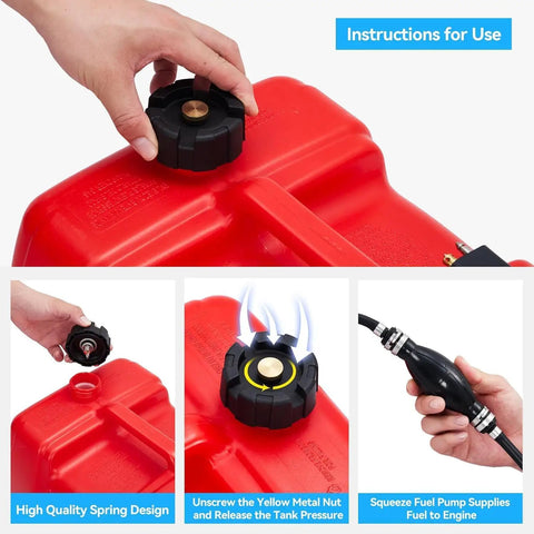 Portable Boat Gas Tank 3 Gallon 12L With Transfer Hose And Gauge For Outboard Engine Yacht And Fishing Boat Durable Marine Tank For Easy Refueling On The Go with instructions for use