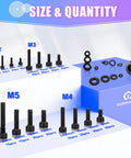 2240 Piece Metric Screw Kit M2 To M5 With 12.9 Grade Alloy Steel Hex Socket Bolts And Machine Screws Black Zinc Plated, Free Allen Wrench