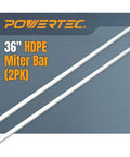 Heavy Duty 36 Inch Hdpe Miter Bars 2 Pack Fits Standard 3 4 By 3 8 Inch Slots on gray background with logo.