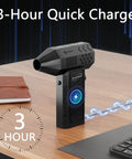 Ultra Powerful Beast Mode Mini Air Blower Duster With 130000 RPM Brushless Motor 8000mAh Battery on desk charging