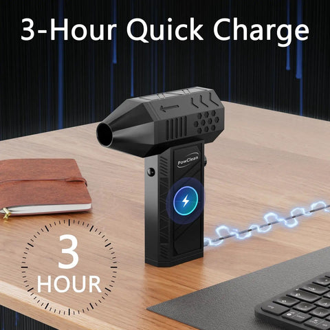 Ultra Powerful Beast Mode Mini Air Blower Duster With 130000 RPM Brushless Motor 8000mAh Battery on desk charging