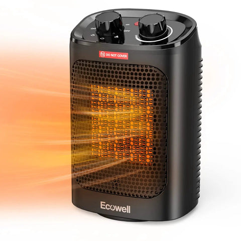 60 Degree Oscillating Space Heater With 1500W PTC Ceramic Heating, Portable Indoor Heater emitting warm air, office home use