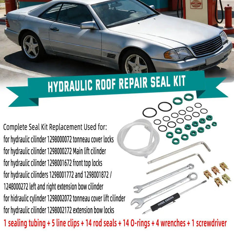 Hydraulic Roof Repair Seal Kit For Mercedes Benz SL R129 All Models 1990 2002 With Wrench Screwdriver Sealing Tube