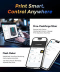 Interface of Orca-Flashforge Slicer and Flash Maker app for Fast 3D Printer AD5M With 1 Click Auto Calibration CoreXY.