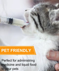 One mL Luer Lock Syringes Without Needle With Cap Pack Of 50 For Dope Precision In Labs Pet Care Crafts And Home Use Sterile Latex Free Safe Cap Seal Easy Squeeze And Clean Storage. Cat drinking from 1 mL luer lock syringe for pet care.