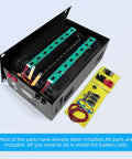 Heavy Duty 48V LiFePO4 Battery Box For DIY Solar Energy Storage Cabinet Rack Built Like A Tank Fits 280Ah To 314Ah Prismatic Cells Sold Separately showing internal components and parts.