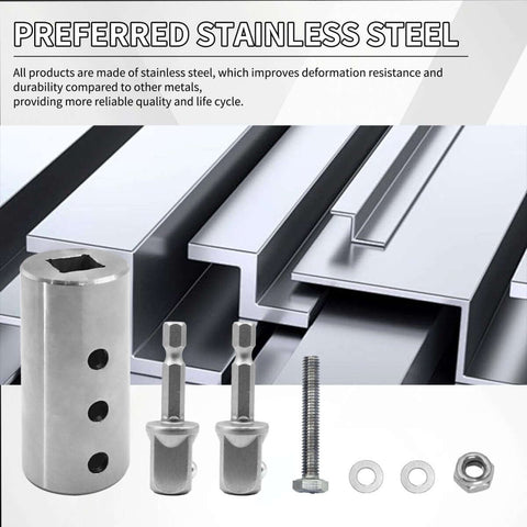 Heavy Duty Trailer Jack Drill Adapter Half Inch Hex Socket For One Inch Drive Shaft Stainless Steel Cordless Drill Attachment