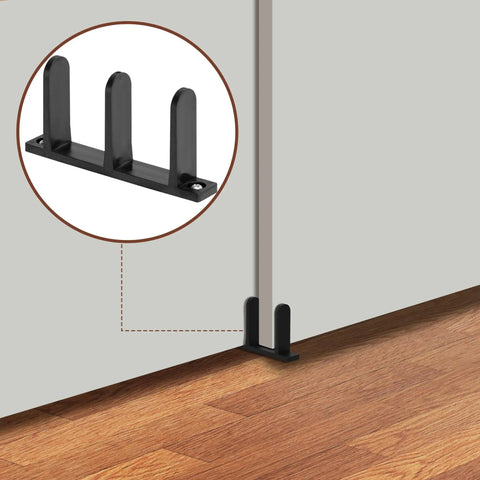 4 Pack Sliding Closet Door Floor Guides Universal ABS Bottom Guides For 1-3/8 Inch Thick Doors installed on wood floor