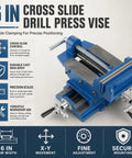 Heavy Duty Cast Iron Cross Slide Drill Press Vise With Knockout Grip And Badass Stability For Hardcore Woodworking and Serious Shop Machining Tasks Today with 6 inch jaws.