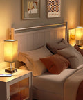 Set Of 2 Bedside Lamps With Dual USB Ports, Small Nightstand Table Lamps With Black Fabric Shade For End Tables, Cozy Living Room Vibe For Home Office Or Study Room Decor illuminating bedroom