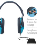 Impact Sport Electronic Shooting Earmuff with teal color directional microphones and headphone functionality, NRR 22 protection.