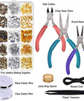 All In One Jewelry Repair Kit With Pliers, Beading Tools, Elastic Wire And Cord, 450 Beads And Supplies for DIY Jewelry Making