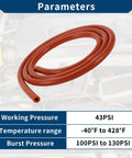 Red Silicone Vacuum Hose For Automotive High Temperature Vacuum Line 3.3 Ft Long 6mm ID 3mm Wall Thickness Heavy Duty Tubing Cars Trucks Marine Flexible Heat Resistant Universal Fit Easy Install