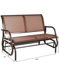 Two Person Swing Glider Chair 48 Inch Cozy Patio Bench For Outdoor And Indoor Use Steel Rocking Loveseat In Brown