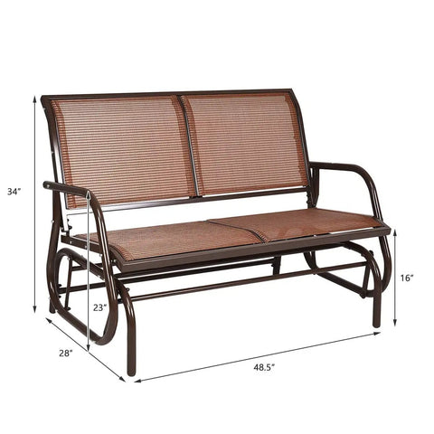 Two Person Swing Glider Chair 48 Inch Cozy Patio Bench For Outdoor And Indoor Use Steel Rocking Loveseat In Brown
