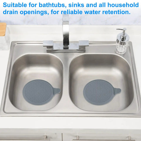 M METERXITY 2-Pack 5.9 in Silicone Tub Stopper, Bathtub Drain Stopper in a sink, sealing drain openings for water retention.