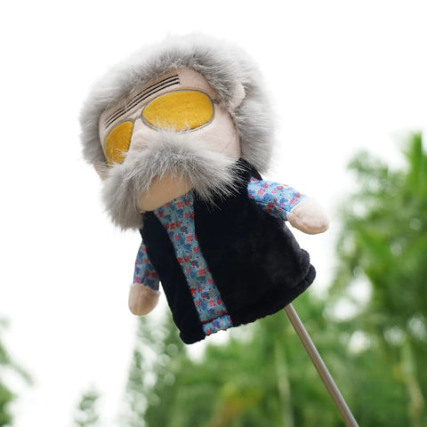 Funny Golf Driver Headcover Inspired By Happy Gilmore For Standard 460cc Drivers, depicting character with sunglasses and fur trim
