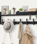 Sturdy Dope 4 In 1 Wood Coat Rack Wall Mount With Shelf 27.5 Inch Entryway Storage Organizer Key Holder Mail Organizer Hat Rack With 10 Dual Hooks For Hats Bags Keys displaying hats, jackets, and decor