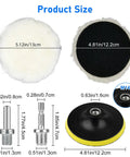 11 Piece 5 Inch Wool Polishing Buffing Pad Kit For Drill Buffer With M14 Adapter product size dimensions shown