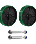 Badass Heavy Duty 8 Inch Caster Wheels 2 Pack Polyurethane Tread On Cast Iron Core replacement wheels with bolts for utility carts.