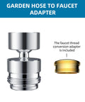 Sink Faucet To Garden Hose Adapter With 360 Degree Swivel Chrome Finish, 55 64 Inch Female Thread To Three Quarter Inch Male Hose Thread, Faucet Aerator Attachment For Hose Hookups, Easy Install, Durable Brass Build, Extra Male Adapter Included, chrome adapter and brass thread insert