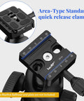 Arca Swiss Compatible 50mm Screw Knob Clamp Adapter for Quick Release Plates Fits Camera Tripod Ball Heads and Monopods Captive Knob With Safety Stop Grooves M6 Mount and Three Eighths Inch Threaded Hole for Versatile Rig, black aluminum clamp on ball head