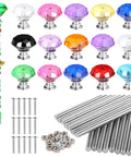 60-Piece Decorative Threaded Rod Kit With Rhinestone Heads, Nuts And Screws For Gardening DIY Projects, threaded rods and colorful heads