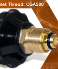 All In One Helium Balloon Filler With Air Flow Regulator And 0 To 3000 PSI Gauge For CGA580 Tank Valve close-up view