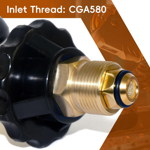 All In One Helium Balloon Filler With Air Flow Regulator And 0 To 3000 PSI Gauge For CGA580 Tank Valve close-up view