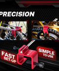 Aluminum Motorcycle Chain Alignment Tool for Quick Sprocket and Chain Alignment on Motorcycles ATVs Dirt Bikes Scooters shown in use