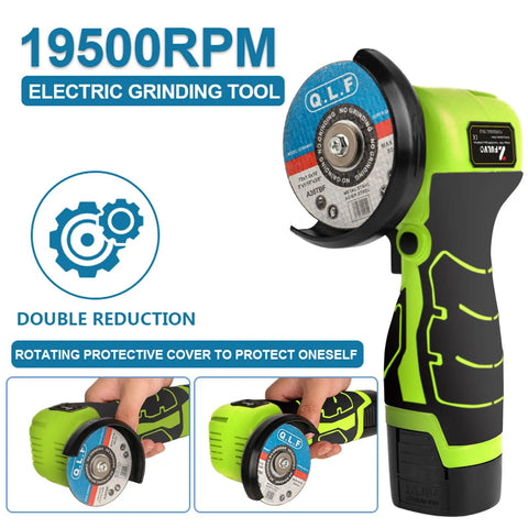 Cordless Angle Grinder Kit With 19500rpm High Speed, No Cords Convenience, 16.8V 2000mAh Batteries, 6 Cutting Discs