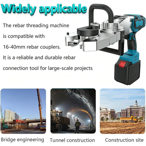 Super Fast 800Nm Electric Rebar Cutter Threading Machine For Steel Bars shown with rebar couplers for construction projects.