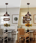 Industrial Barn Pendant Light Farmhouse Hanging Fixture 10.6 Inch Vintage Ceiling Lamp in kitchen with sunflowers display